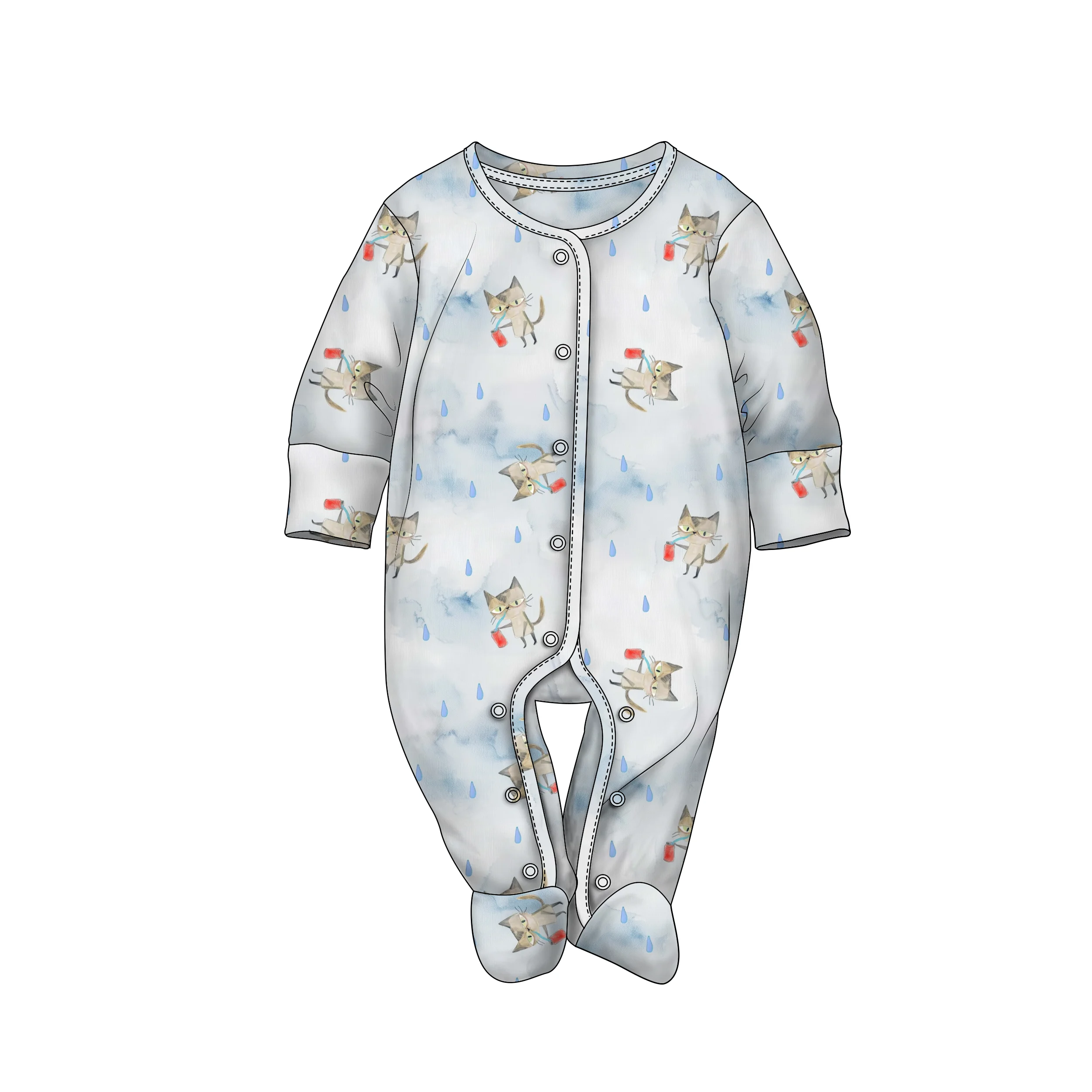 New Hot Custom Baby Clothes Long Sleeves Bamboo Viscose Cotton Spandex Newborn Baby Onesie Blank Snap Button Baby Rompers