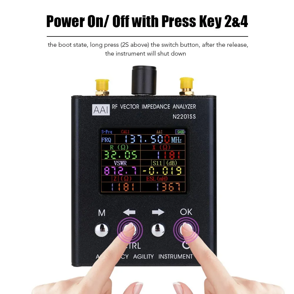 N2201SS RF Vector Impedance Analyzer ANT SWR Antenna Meter Tester 137.5-2700MHz Resistance/Impedance/SWR