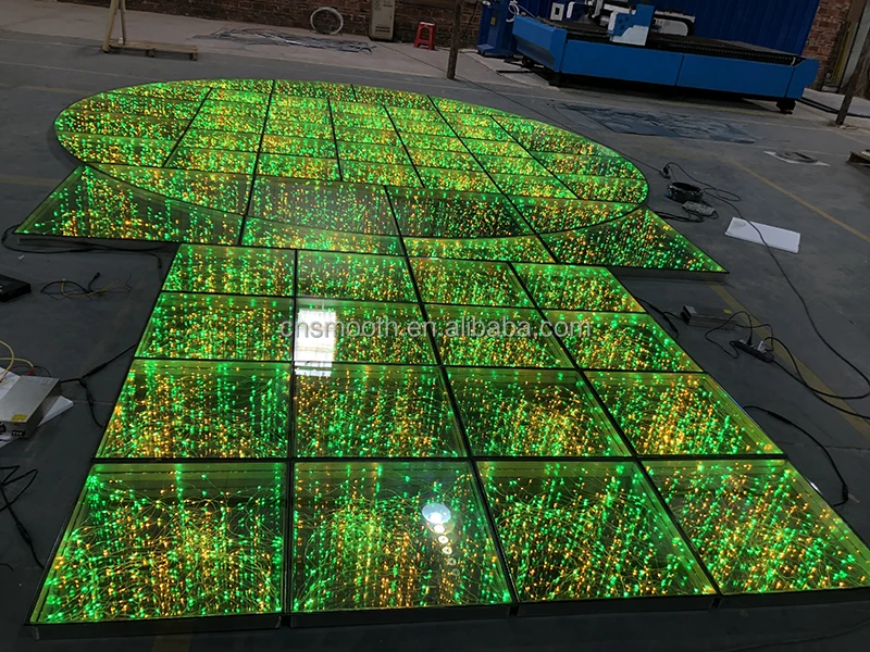 Wedding Event Dance Floor Magnetic RGB Led Light 3D Mirror Stage Wedding Dance Floor