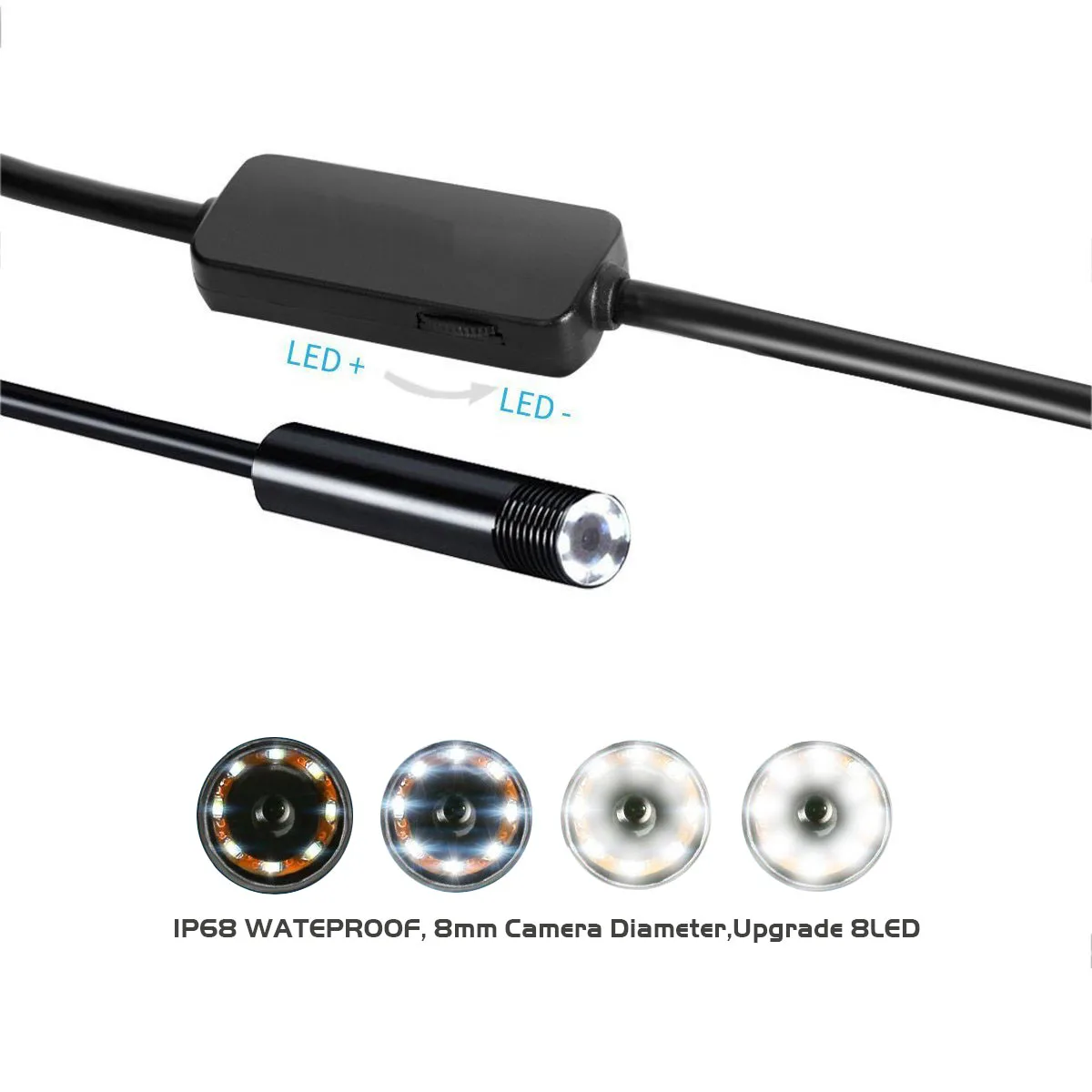 2MP HD Wifi IP68 Waterproof Endoscope with Snake Cable and 8mm Lens Wifi Inspection Camera