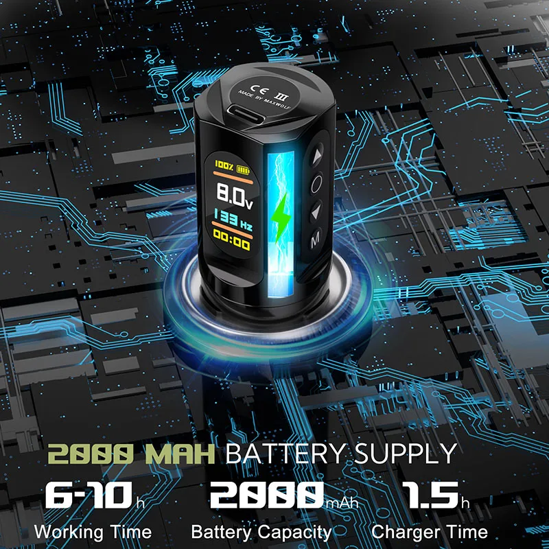 Professional Maxwolf Portable Electric Maquina De Tatuajes Eyebrow Coreless Tattoo Gun Pen Set Rotary Wireless Tattoo Machine