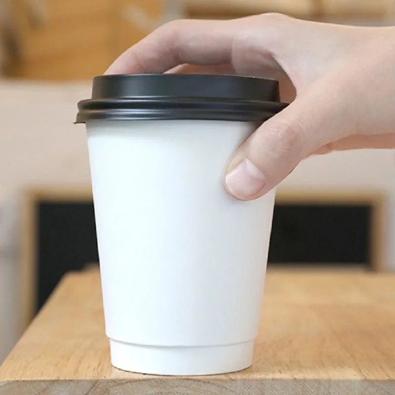 Eco friendly 12oz insulated disposable double wall bio paper cup for coffee drinking
