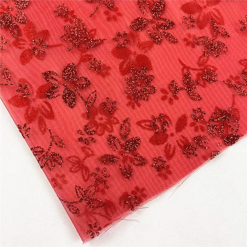 100% Poly Organza Glitter Printed  metallic  Dress Stage Costume Cloth Wedding  Fabric Designer Party Dance wear Bride fabric