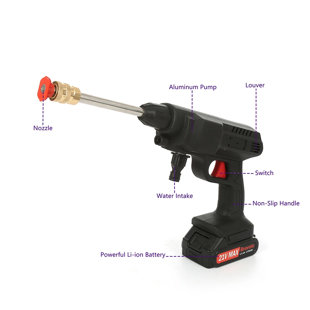 Portable High Pressure Brass Nozzle Car Washer Washing Machine Multifunctional Home Use Water Spray Gun For Cleaning Heavy-dirty