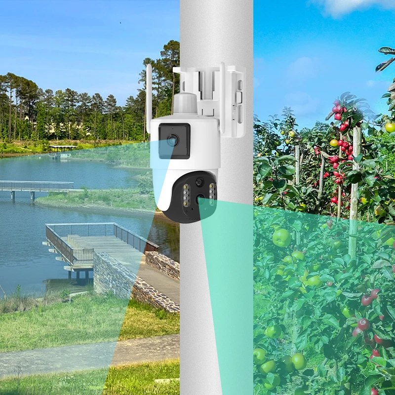 V380 8000mah battery wifi cctv camera 4G sim card solar camera 7W solar panel dual lens 4MP PIR motion detection wireless camera