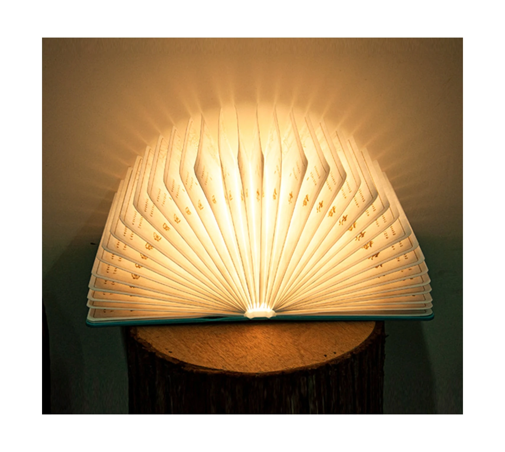 SmallOrders G020210 Book Light Folding Page Turning Creative PU Wood Grain LED Multifunctional small gifts Novelties