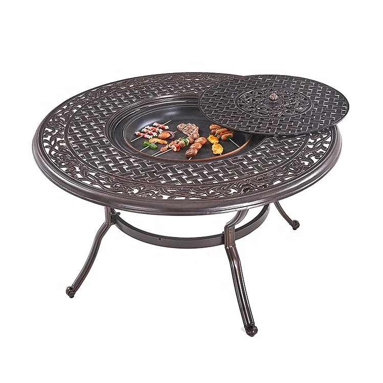 BBQ table in outdoor leisure garden for multiple people