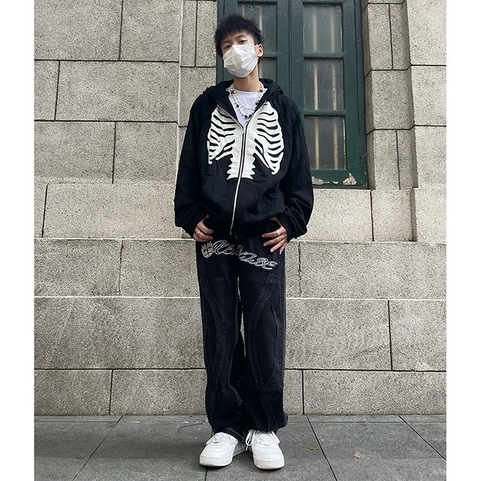 BILLIONS Custom full zip up hoodie skull printed custom made heavy weight zip up hoodie