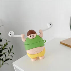 New Lovely Cartoon Earphone Covers Funny Boy Girl Weightlifting Silicone Case For Airpods 1 2 for AirPods Pro
