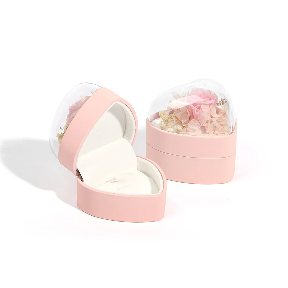 Acrylic Box Heart Shape Flower Gift Red Box Ring Necklace Packaging Acrylic Packaging Gift Jewelry Box