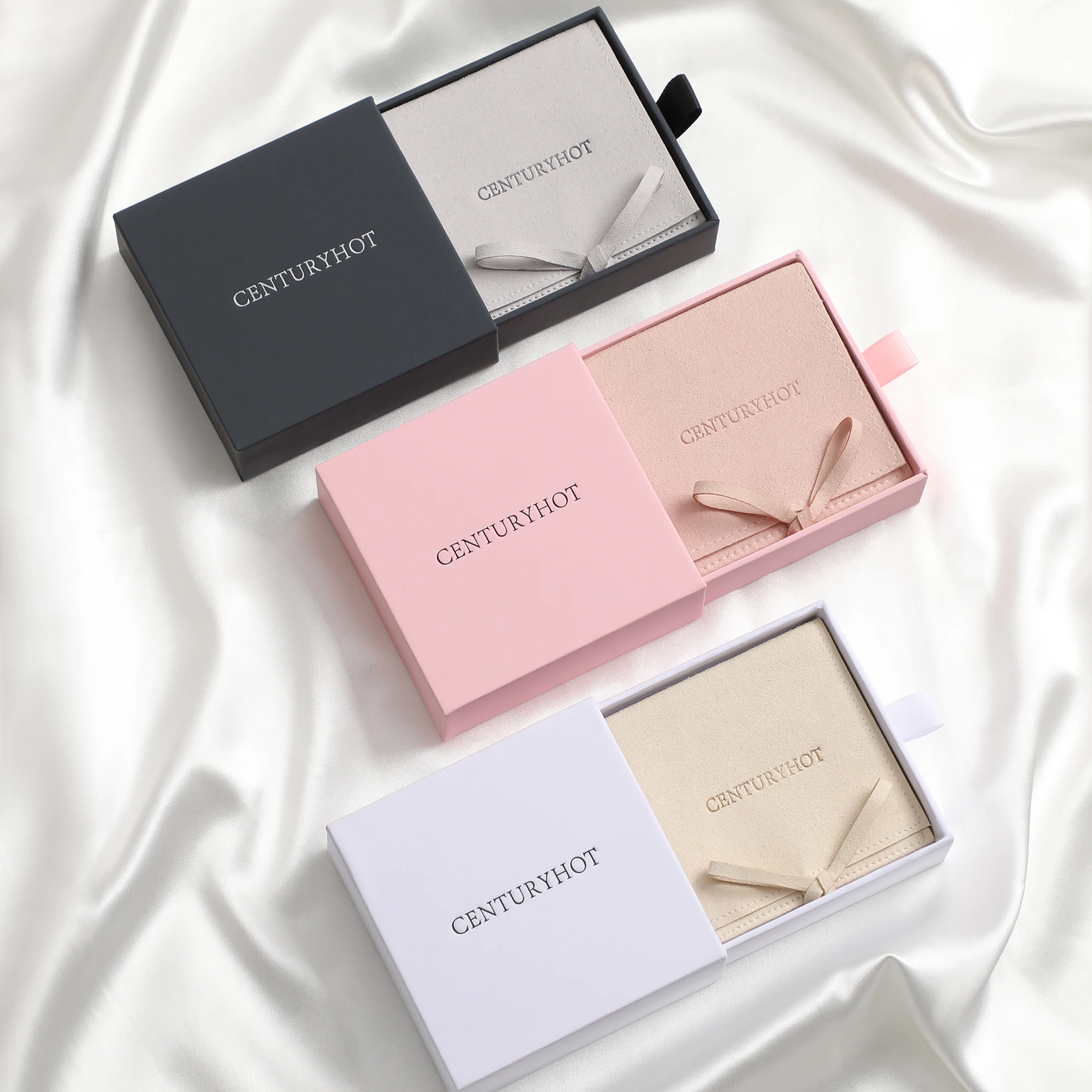 9*9 Box and 8*8cm Bag Set Jewelry Packaging Box Plus Microfiber Jewelry Bag Kraft Paper Drawer Bracelet Necklace Earring Box