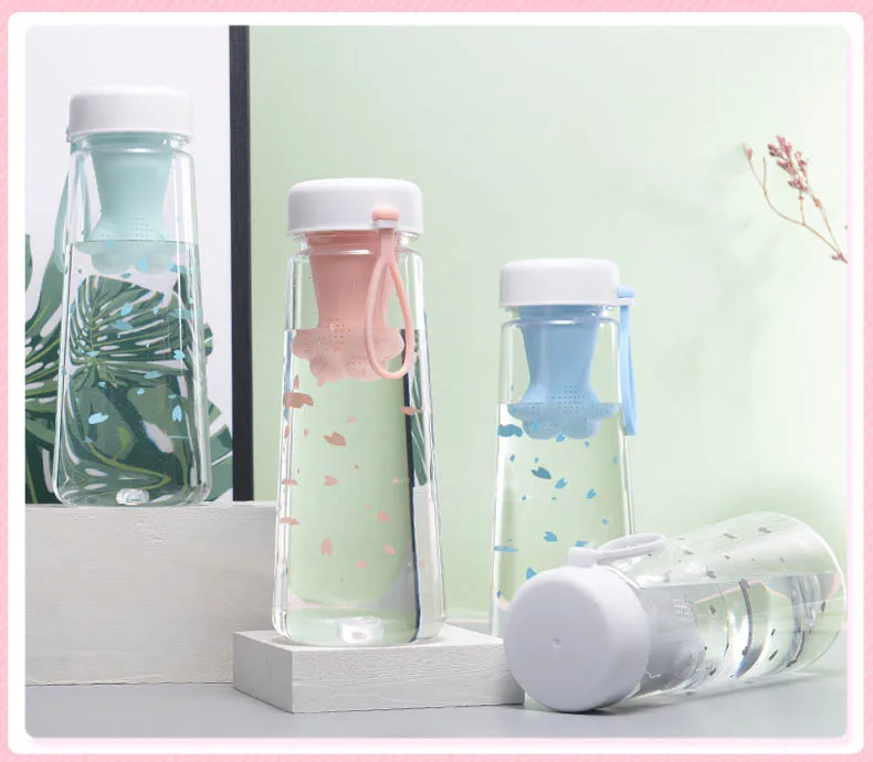 New design plastic bottle with silicone tea compartment strainer infuser reusable cup clear custom bpa free sport water bottle