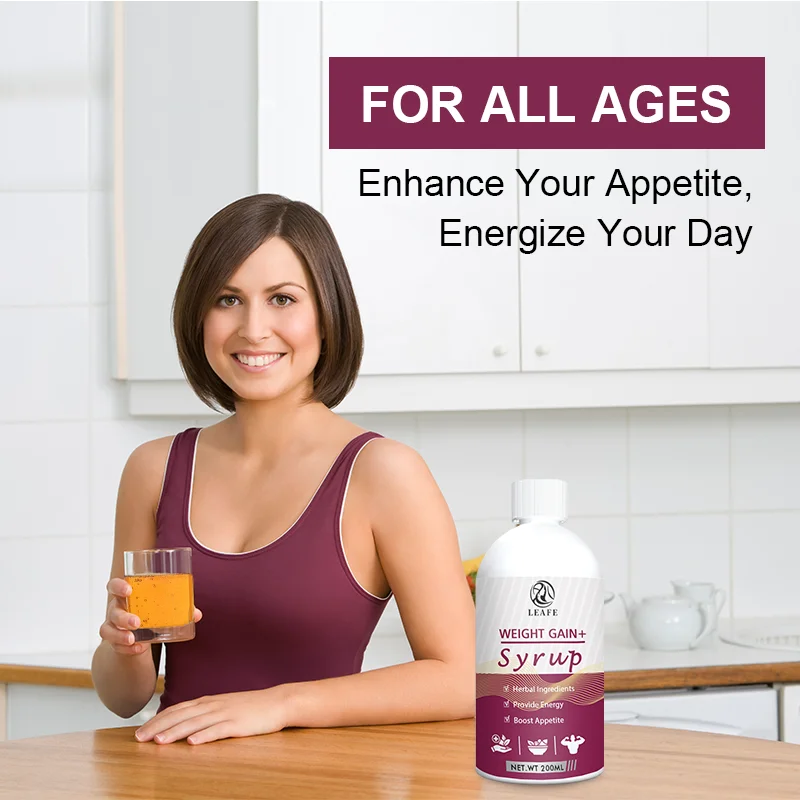 Private Label Healthy appetite booster liquid drink syrup effective weight gain syrup supplements
