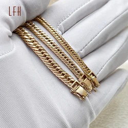 Hip Hop 4mm 5mm 6 Mm 18k Real gold Cuban Chain Bracelet Gold real Jewelry 18k  Men Chunky Metal Bracelets & Bangles