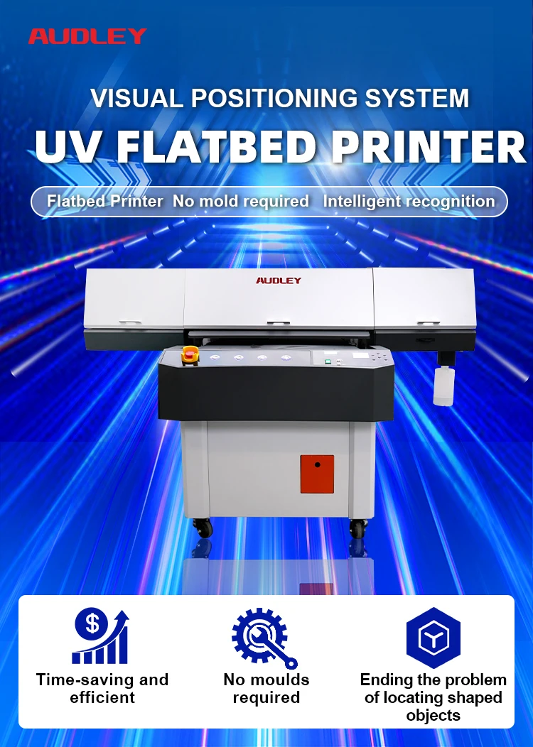 Audley 9060 Automatic UV Inkjet Flatbed Printer Vision Positioning 3*i3200-U1 Hard Plate Materials New Motor Pump 1-Year