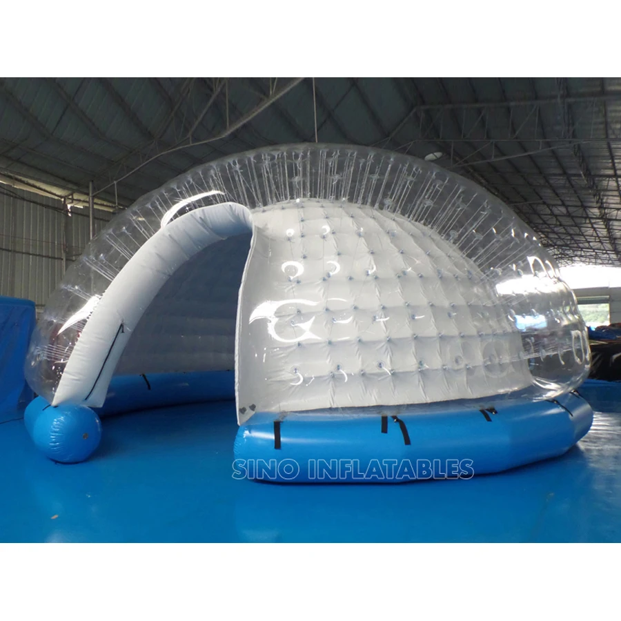 6m Air tight big dome inflatable bubble tent with LED lights placed inside via zippers with clear pvc outside for exhibition