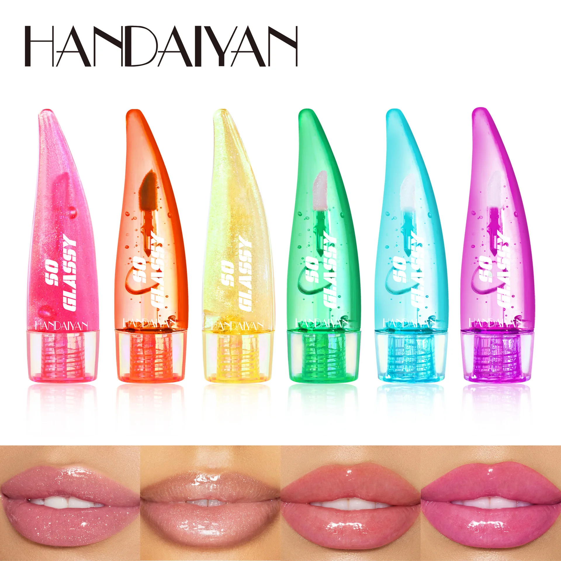 HANDAIYAN  change colour Lipstick oil Lasting Moisturizing Lip Balm Colorful Color Set Glass Mirror Moisturizing Lip Glaze