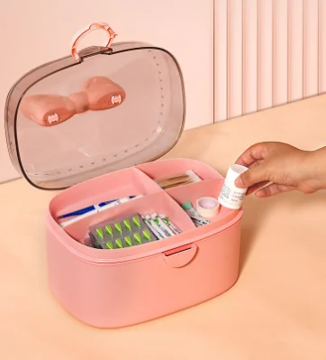 Medicine cabinet Household medicine cabinet Large capacity baby medicine storage box Medical box Portable double-layer first aid