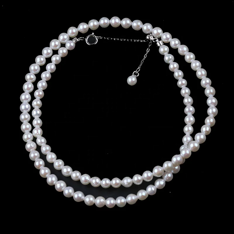 Продажа от производителя 4-4 5 мм круглой формы натурального белого пресноводного жемчуга 925 Серебряное ожерелье для женщин подарок