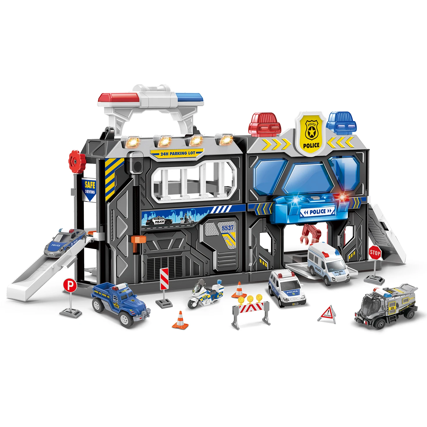 Hot Selling In Europe And America Kids Police Parking Lot Set Car Garage Toy Police Service Station Parking Lot Toys