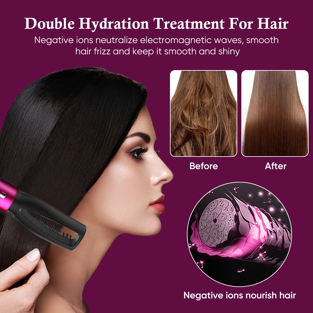 Factory Price 5 In 1 Multifunctional Hair Dryer Hot Air Brush Comb Negative Ion Blow Dryer Hair Curling Iron