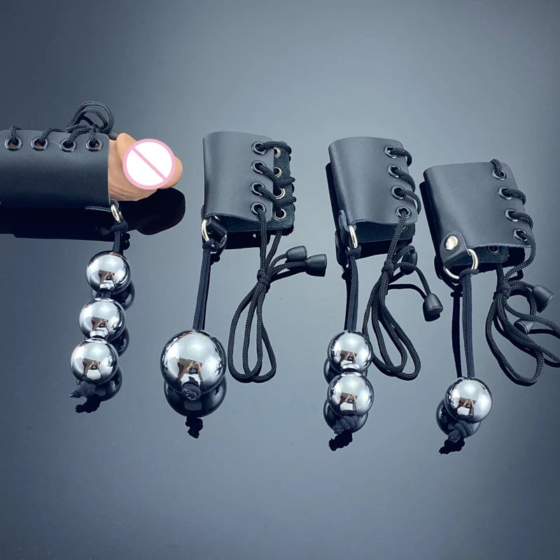 Free Custom Box - Penis Ring 3 Metal Balls Heavy Weight Hanger Stretcher Extender Enlarge Malet Cock Male Chastity Device