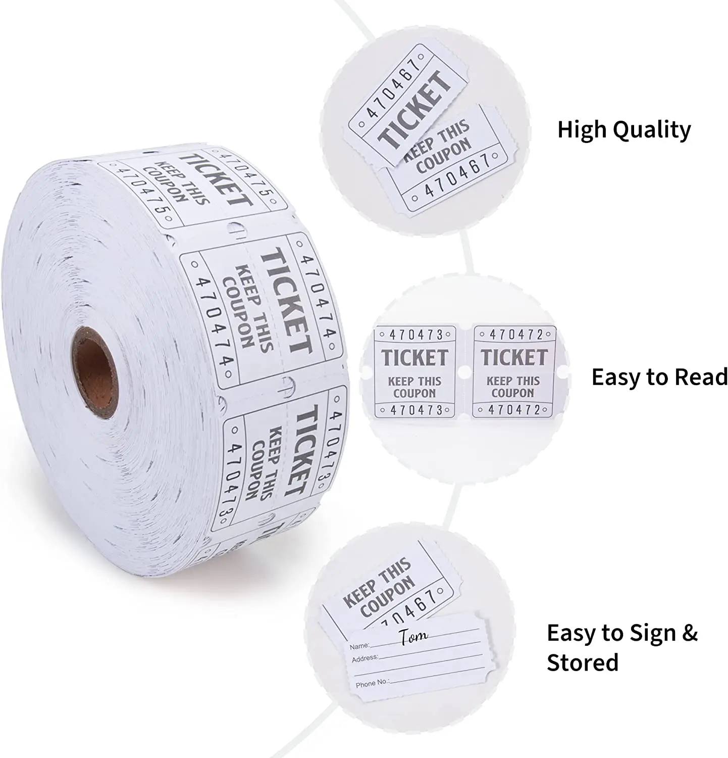 Raffle Tickets Double Roll Tickets Consecutively Numbered Raffle Tickets for Event Party Prize Drawing Perforated Stubs