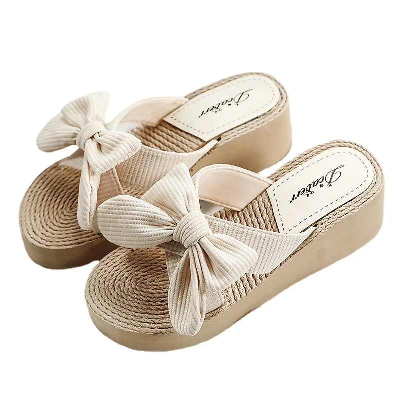 Butterfly Sandal New One-word Slippers Ladies Wedge Sandals Ballerina Slippers for Women Wedge Sandals EVA Summer Shoes Mesh