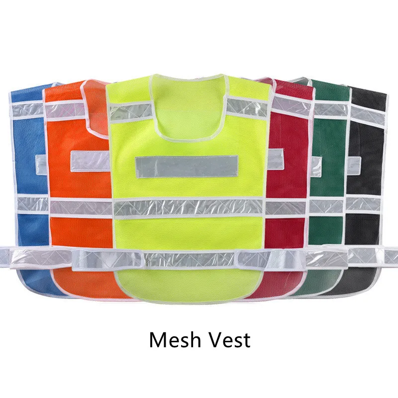 Wholesale High Visibility Knitted Safety Reflective Vest with Pockets and Zipper