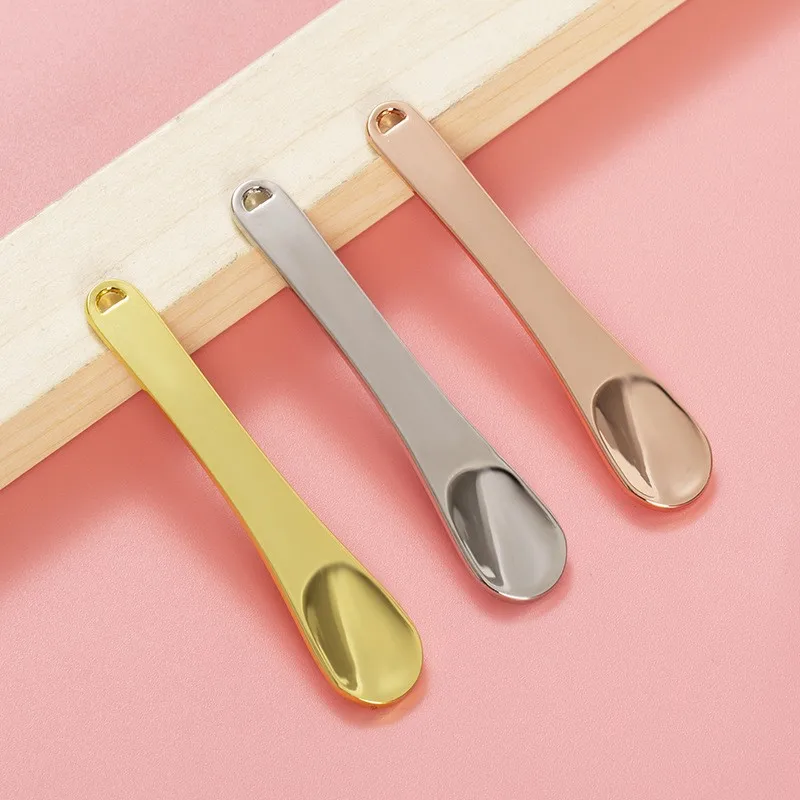 6cm Custom Logo Hot Selling Metal Skincare Scoop Spatula Spoon Cosmetic Applicator Cosmetic Eye Cream Massage