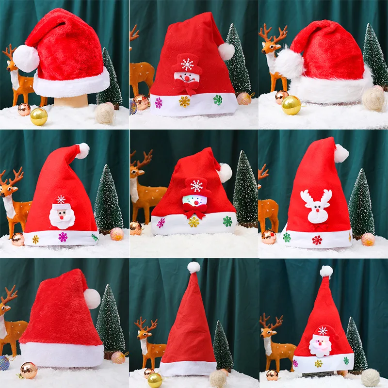 New Year Hat Christmas Adults Children crochet christmas tree mini christmas festive antler ear flap beanie hat for kids led