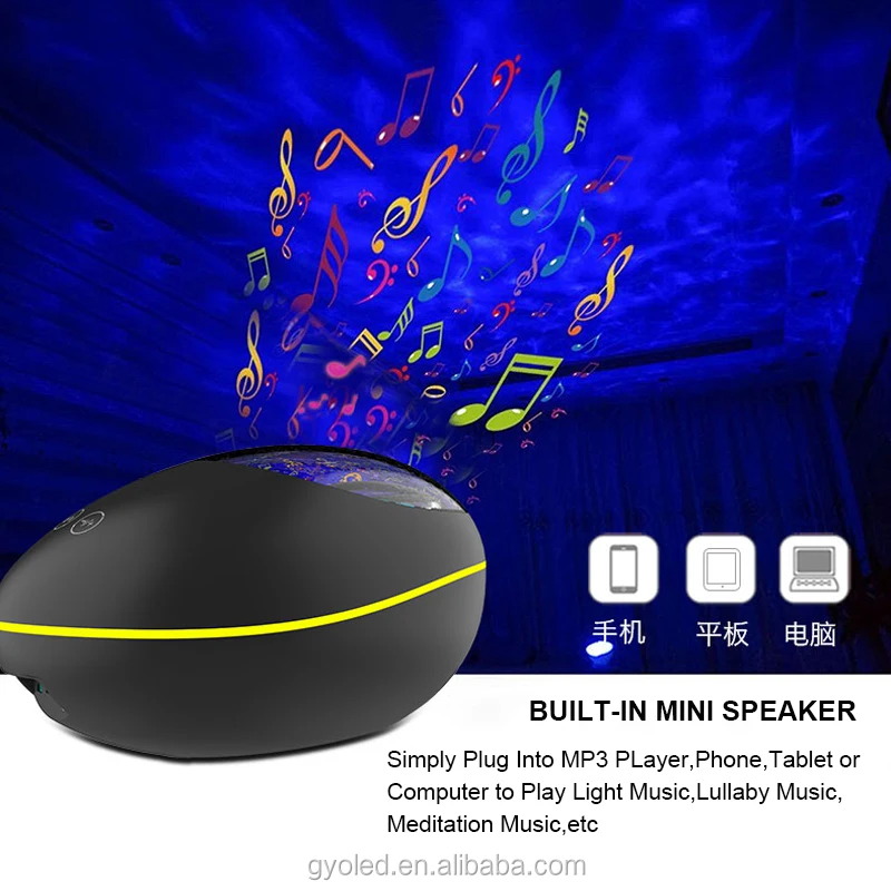 New Design Lucky Stone Shape USB LED Starry Night Light Ocean Wave Projector with  Remote Control