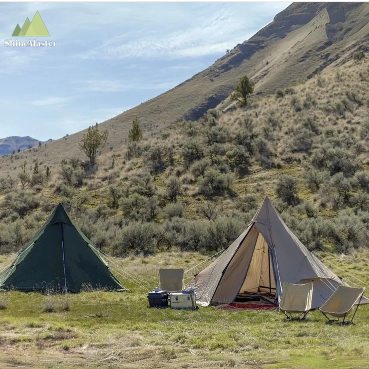 ShineMaster Outdoor Indian Pyramid tent camping Folding large space windproof tent