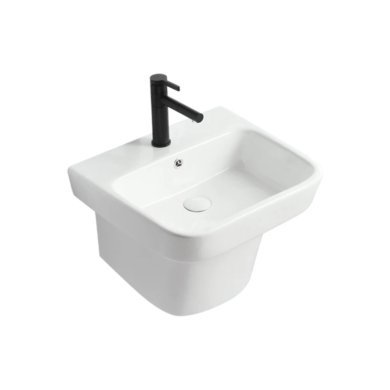 Modern Style Rectangular Hanging Pedestal Basin Customizable Color Sanitary Ware Wall Hung Bathroom Sink