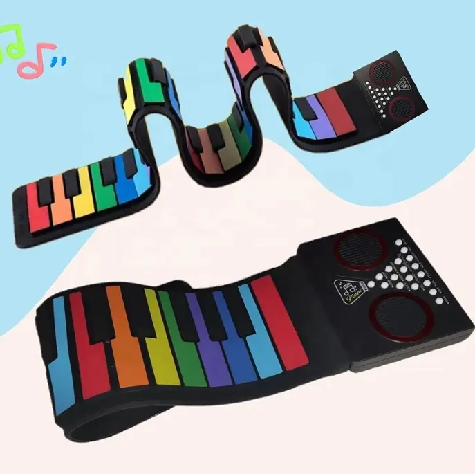 25Keys Portable Electric Soft Keyboard Waterproof Musical Play Mat Instrument Rainbow Flexible Roll Up Piano For Kid