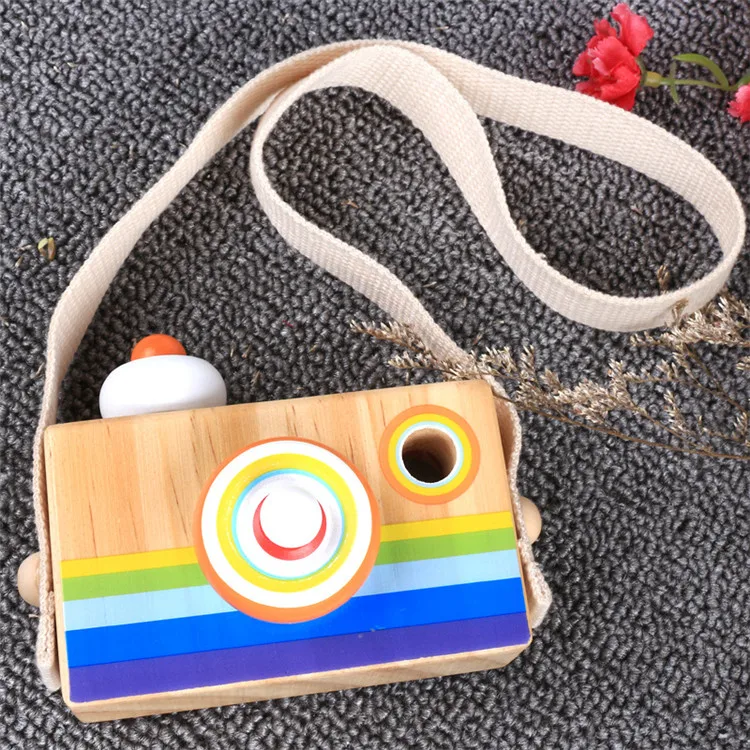 multi-prism blindfold effect Cartoon single-mirror wooden camera kaleidoscope Toy for kids Play
