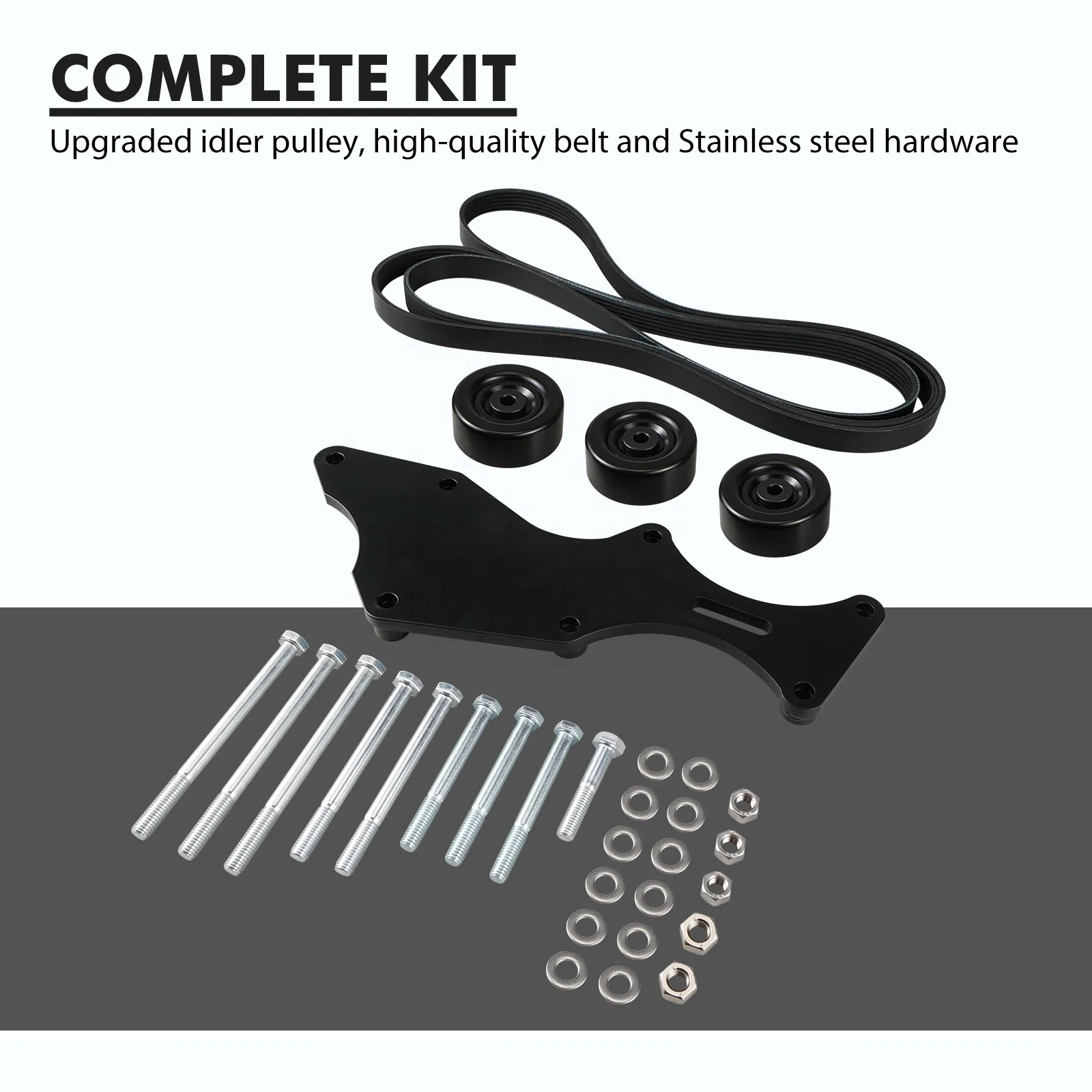 Bevinsee Steel Vortec V8 Gas Engines LS Triple Alternator Bracket Kit For Chevy For GM 4.8L 5.3L 6.0L 6.2L 2000-2011 2012 2013