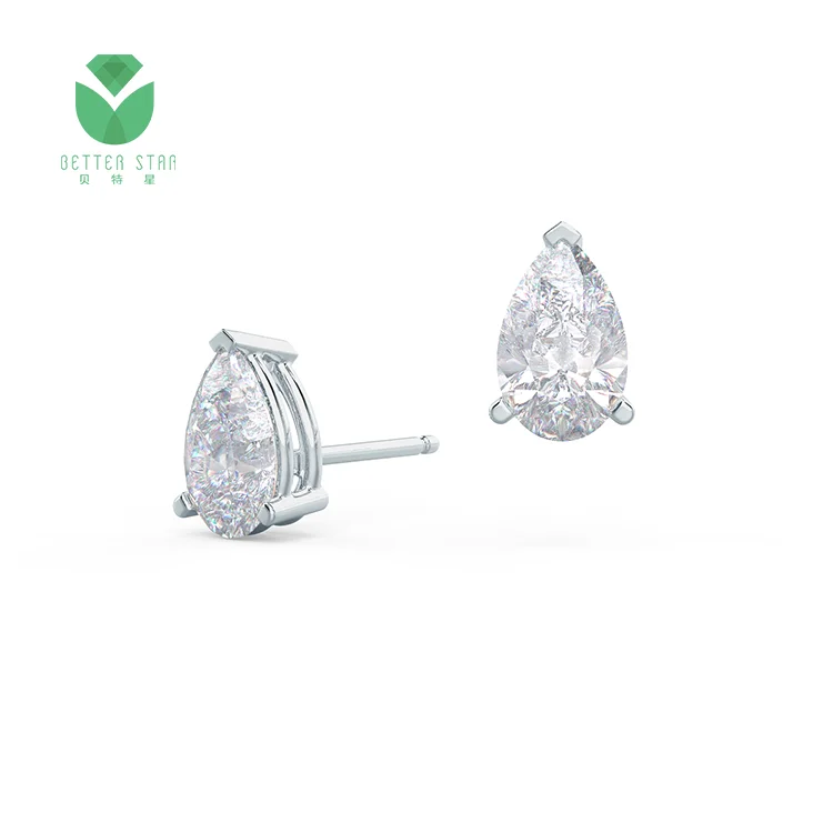 18k White Gold Earrings Diamond Stud Earring With Loose Diamond Women Diamond Earrings