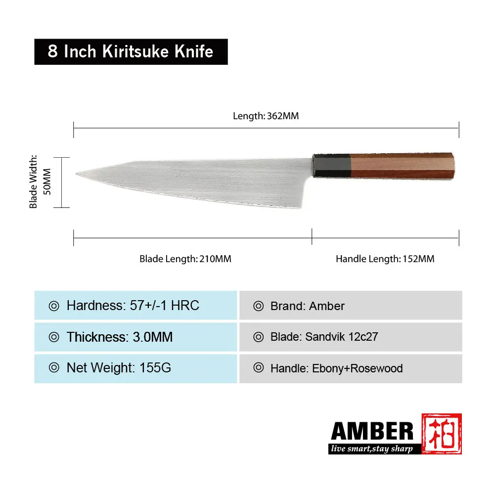 YANGJIANG latest design 8 inch Kiritsuke Japanese kitchen knife with rosewood handle
