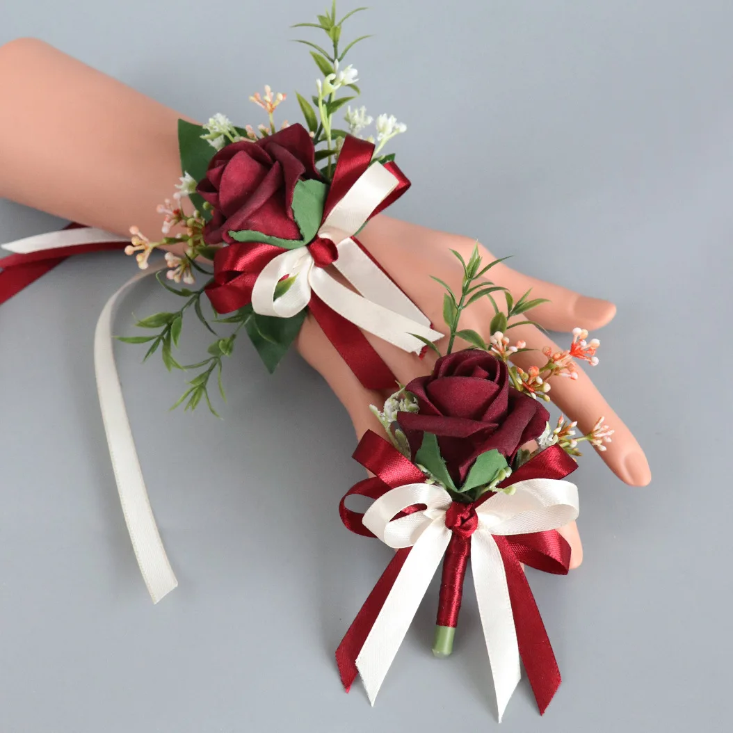 Morili Bride and groom corsage rose decoration for opening ceremony party flowers suit lapel MSC011