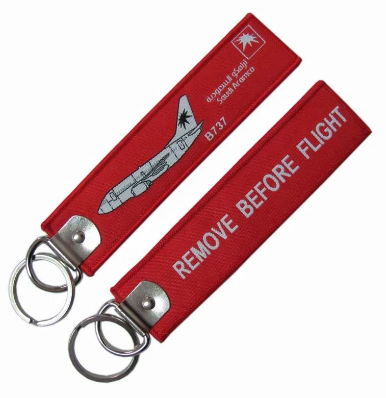 Personalized Airplane Aviation Tags Key Chain Fabric Custom Woven Keychain