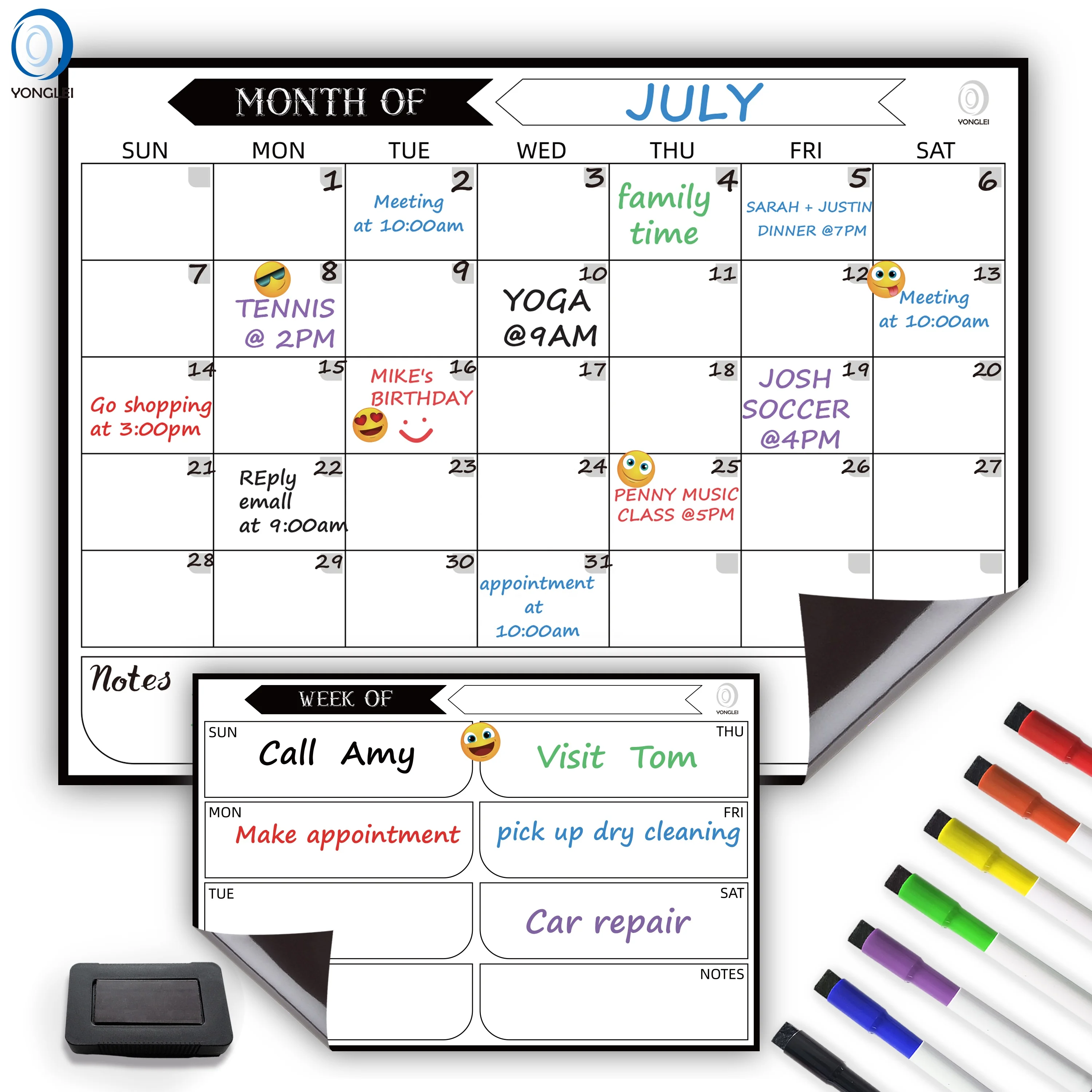 10.3P-2 Magnetic fridge calendar whiteboard magnetic dry erase whiteboard planner for fridge