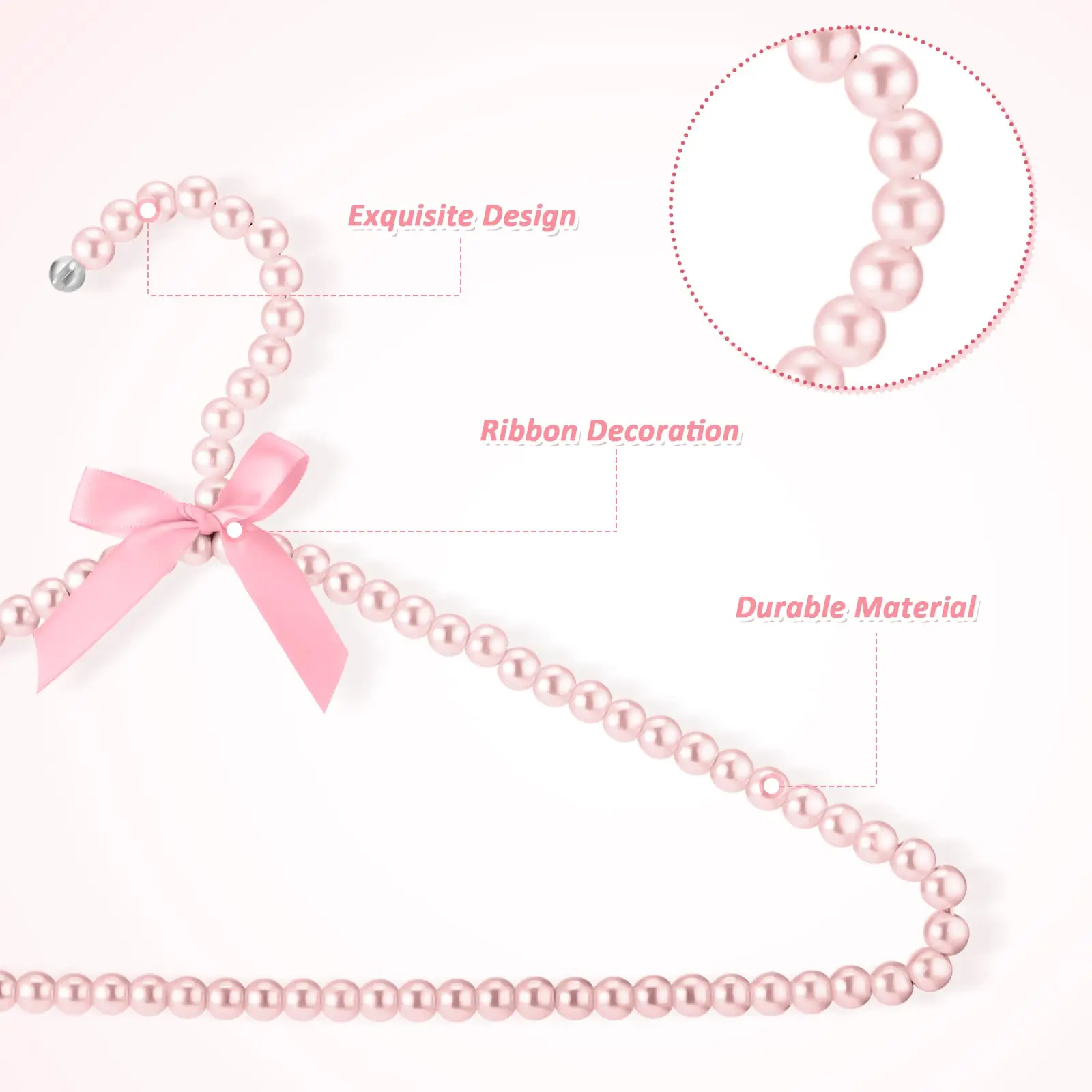 Factory Price Exquisite Luxury Beads Pink Pearl Hanger Boutique Dress Pearl Hangers for Women