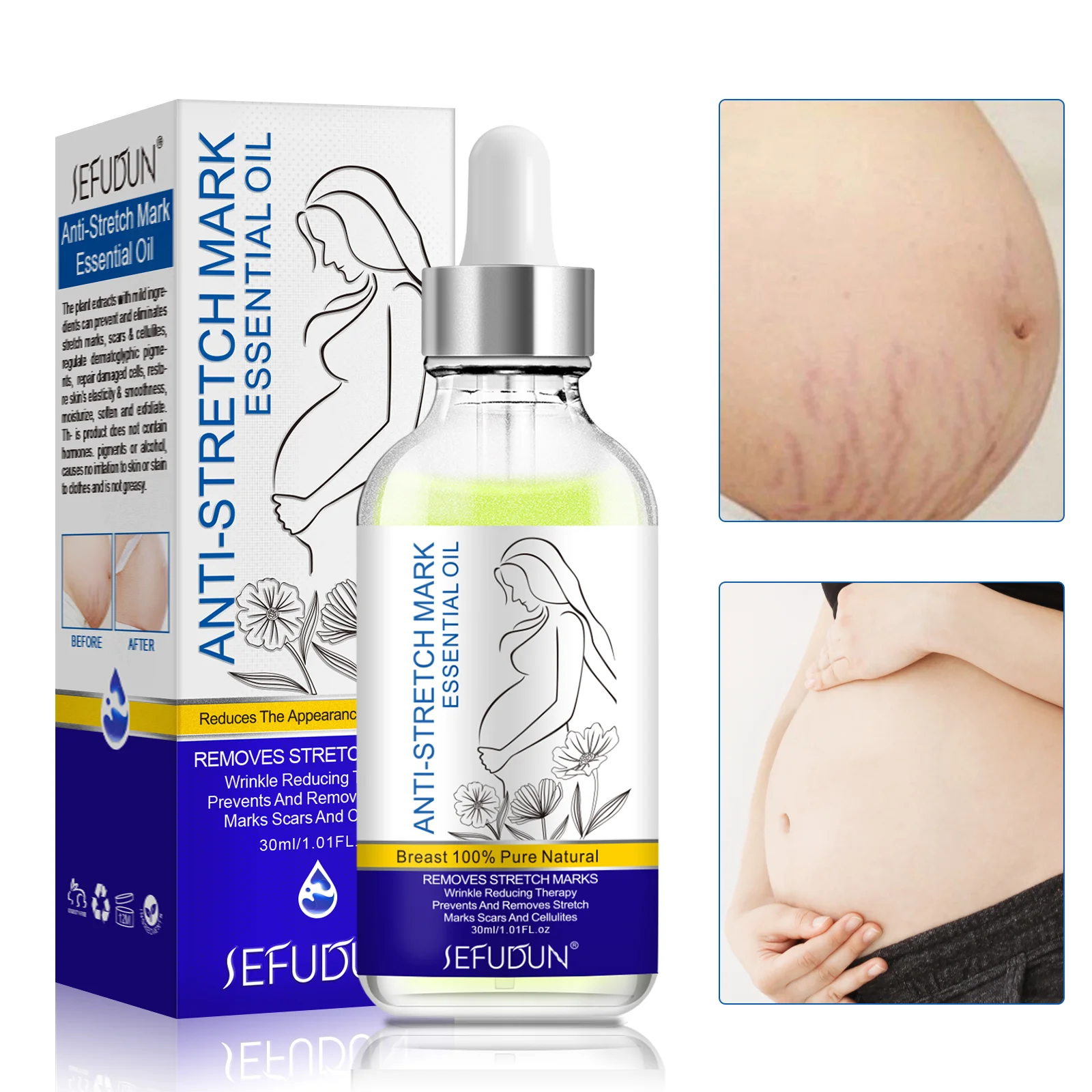 SEFUDUN body care 30 ml organic natural plant extract skin revitalizer anti-aging skin firming stretch marks essential oil
