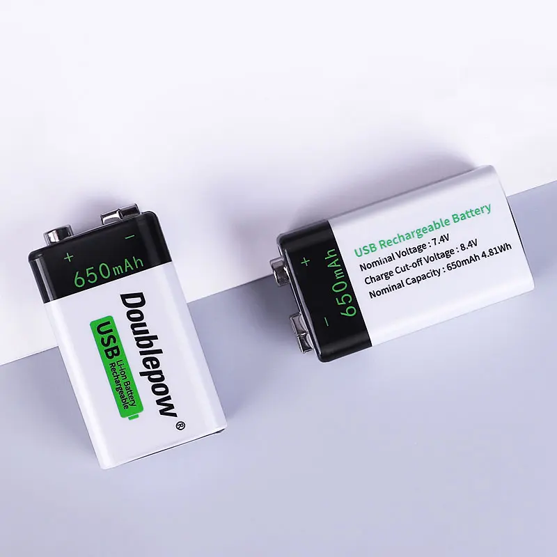 Doublepow 9V Micro USB Li-Ion Rechargeable 650mah 9V Battery packs For Home Appliances