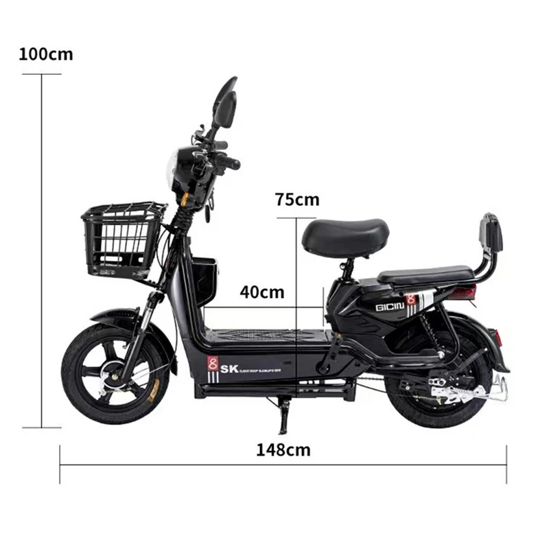 Hot Selling 14 Inch Scooter 48V 350w Motor Bike LEAD-ACID Battery Adults City Electric Scooter