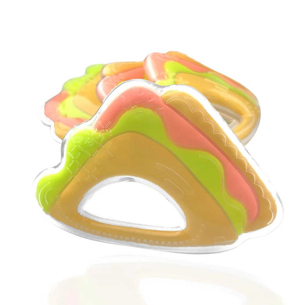 New Custom Sandwich Shaped Baby Teether Toys Non-toxic Silicone Baby Pacifier Teether For Baby Chewing Infant Teething Toys