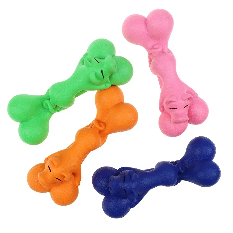 Factory Made Custom Natural Rubber Reduce Anxiety Pig with Bone Chew Toy for Dog