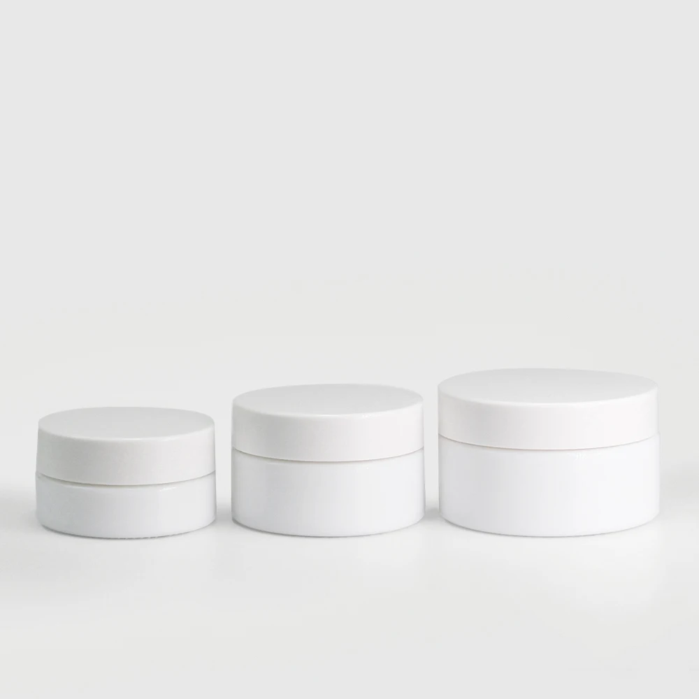 wholesale 15g 50g 100g skincare custom color printing opal glass cream jar