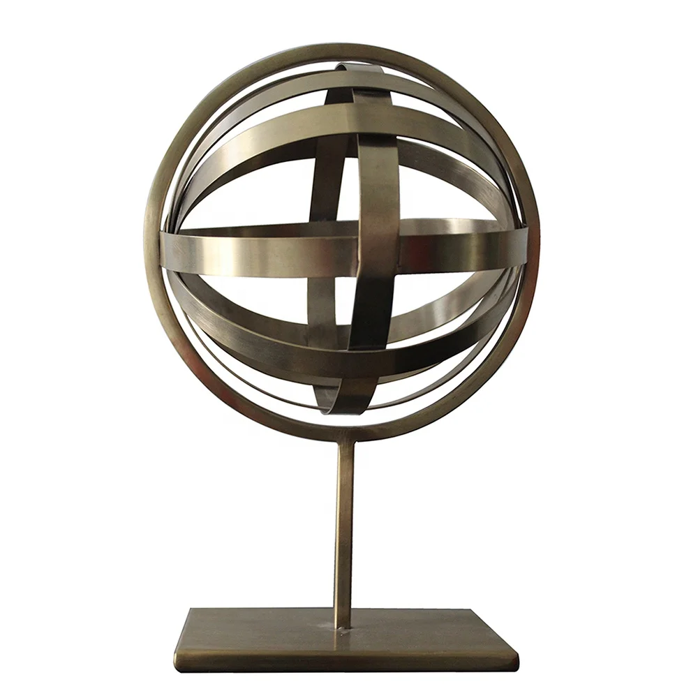 Hot selling abstract stainless steel statue geometric sculpture sphere gold ball